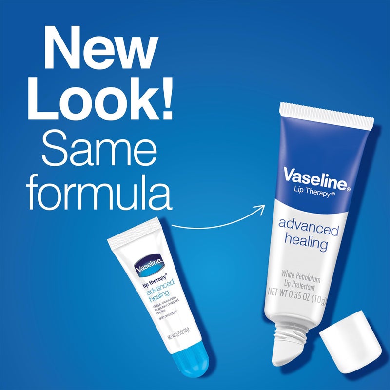 Vaseline Lip Therapy Advanced Healing 3-Pack - White Petroleum Moisturizing Lip Balm for Extremely Dry Lips  0.35 Oz Ea - Image 3